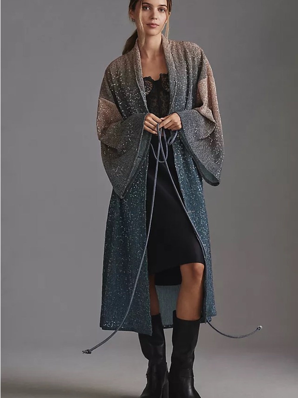 Anthropologie Sparkle Ombre Kimono Robe - OS
